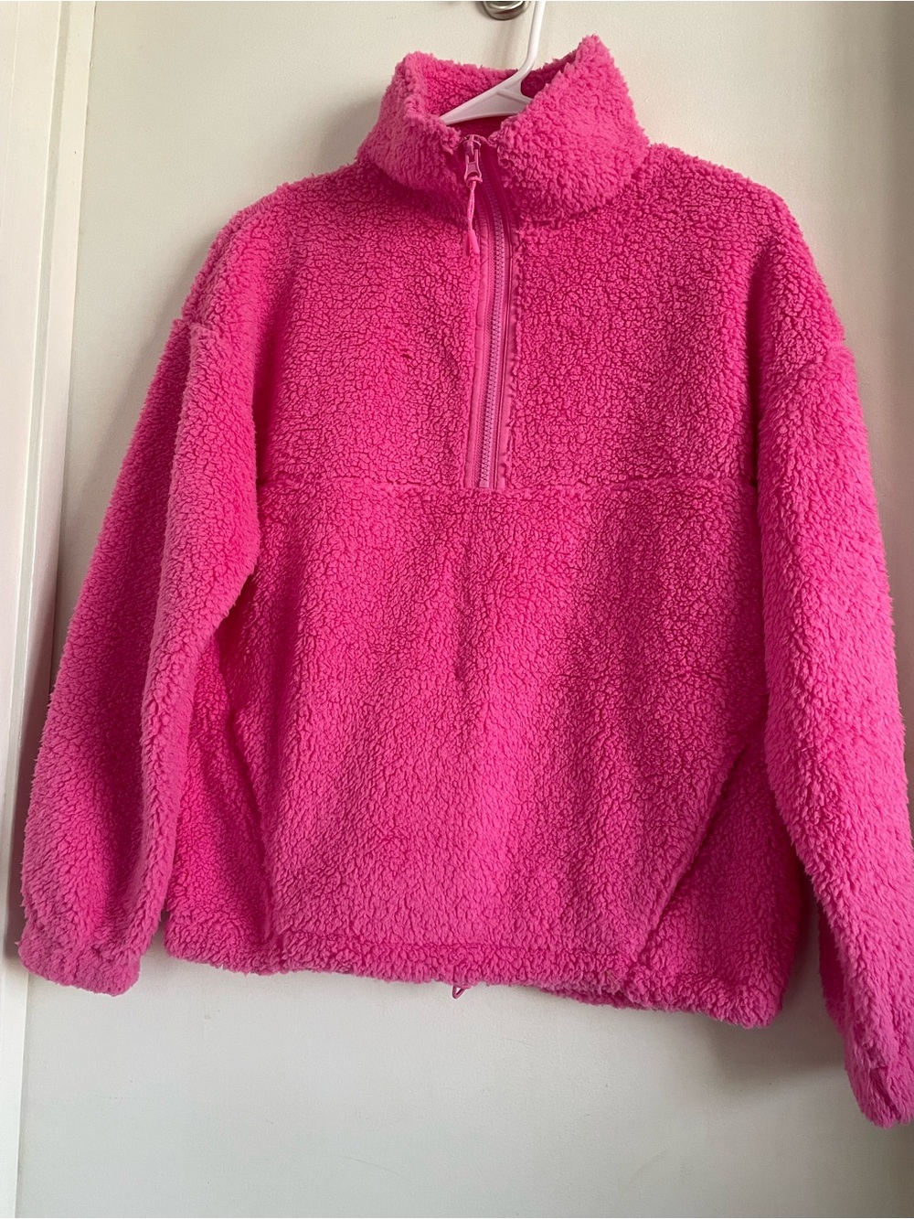 No Boundaries Hot Pink Sherpa Half-Zip Pullover